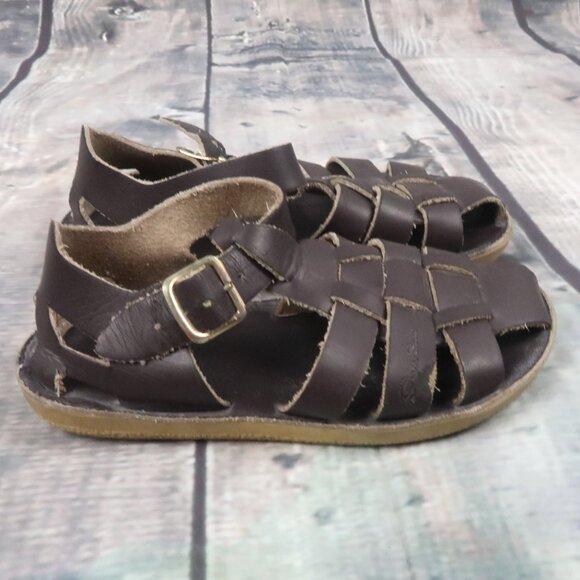 SUN SAN BROWN LEATHER SANDALS SIZE 9 - Picture 3 of 5